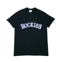 00s Majestic ROCKIES ロッキーズ ヘンリーネック Tシャツ ユースXL ブラック MLB ナンバリング USA 古着のサムネイル