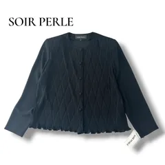 東京ソワール SOIR PERLE ブラックフォーマル ブラウス 前開き 日本製 シャツジャケット 11 L 冠婚葬祭 ピンタック ダイヤ柄 ブラック タグ付き 6JU080のサムネイル