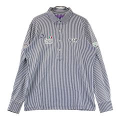BEAMS GOLF パープルレーベル 長袖ポロシャツ M ワッペン ストレッチ