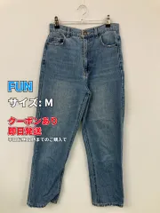 FUN ファン デニムパンツ M ブルー フルレングス 無地 スタンダード テーパード ハイウエスト レギュラー ヴィンテージ レディースのサムネイル