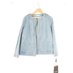 未使用 DOUBLE STANDARD CLOTHING ダブルスタンダードクロージング ノーカラー デニム ジャケット 38 コットン リネン 七分袖 レディース AM9189A3 のサムネイル
