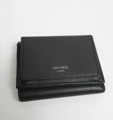 正規 JIMMY CHOO ジミーチュウ RIAN TAB コンパクト 三つ折り ウォレット 7mq09q イタリア製 財布 黒 ブラック 本物 4204Q★2のサムネイル
