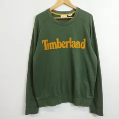 Timberland ティンバーランド ラグラン スウェット トレーナー 薄手 フロント ビッグロゴ フロッキー ストレート グリーン XL G72のサムネイル