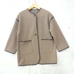 moment+ モーメントプラス ノーカラー パイピングコート ジャケット コート ブラウン Mサイズ ◎_◇〇のサムネイル