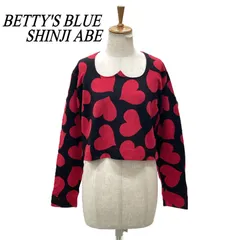 BETTY'S BLUE SHINJI ABE ベティーズブルー ハート柄長袖カットソー 9号 レッド × ブラックのサムネイル