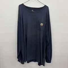 Y1206 Carhartt ロンT 4XL ネイビー ビッグサイズ ワンポイントロゴ カーハート 古着卸 アメリカ仕入のサムネイル