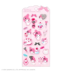 【新品】マイメロディ サンリオキャラクターズ ジュエルマシュマロステッカーズ ピンクティータイム マイメロ  サンリオ ぷっくり 立体 ふにふに シールのサムネイル