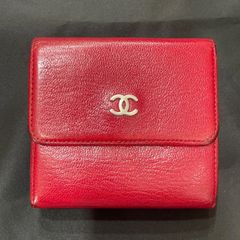 正規品】シャネル Wホック 二つ折り財布 ココマーク レッド 7番台