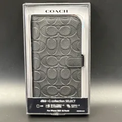 【未使用品】COACH コーチ 本革 iphone13 promax 用ケース 黒 カバー 手帳 6.7inch シグネチャー 46-12のサムネイル