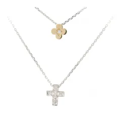 MIKIMOTO PERLITA ミキモトペルリータ ダイヤモンド ネックレス 0.06ct K18WG(18金 ホワイトゴールド)/K18YG(18金 イエローゴールド) 質屋出品のサムネイル