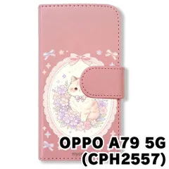 【新品未使用】 OPPO A79 5G 手帳型スマホ ケース (色：ピンク×花輪ねこ) 猫 花輪 レース リボン かわいい 韓国 flip2-a79-pk-591のサムネイル
