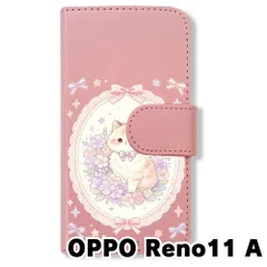 【新品未使用】 OPPO Reno11A 手帳型スマホ ケース (色：ピンク×花輪ねこ) 猫 花輪 レース リボン かわいい 韓国 flip2-reno11a-pk-591のサムネイル