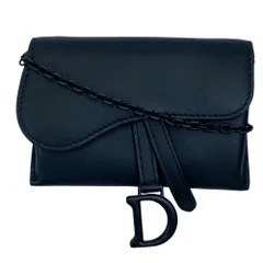 Christian Dior クリスチャンディオール サドル ナノポーチ チェーン ウォレット ショルダーバッグ  レザー ブラック 上品 エレガント 高級感 洗練 人気 定番 実用的のサムネイル
