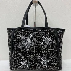 5739　GUSCIO　グッシオ　トートバッグ　ブラック　黒　ラインストーン　星　スター　レディースのサムネイル