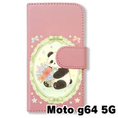 【新品未使用】 moto g64 5G 手帳型スマホ ケース (色：ピンク×花輪パンダ) パンダ 花輪 レース リボン かわいい 韓国 flip2-motog64-pk-593のサムネイル