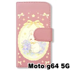 【新品未使用】 moto g64 5G 手帳型スマホ ケース (色：ピンク×花輪うさぎ) うさぎ 兎 花輪 レース リボン かわいい 韓国 flip2-motog64-pk-594のサムネイル