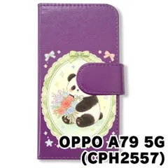 【新品未使用】 OPPO A79 5G 手帳型スマホ ケース (色：パープル×花輪パンダ) パンダ 花輪 レース リボン かわいい 韓国 flip2-a79-pr-593のサムネイル