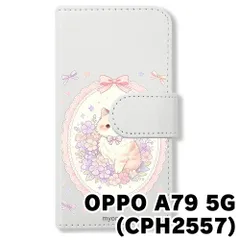 【新品未使用】 OPPO A79 5G 手帳型スマホ ケース (色：ホワイト×花輪ねこ) 猫 花輪 レース リボン かわいい 韓国 flip2-a79-wh-591のサムネイル