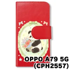 【新品未使用】 OPPO A79 5G 手帳型スマホ ケース (色：レッド×花輪パンダ) パンダ 花輪 レース リボン かわいい 韓国 flip2-a79-rd-593のサムネイル