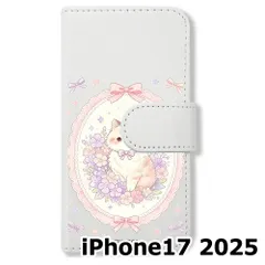 【新品未使用】 iPhone17 2025 手帳型スマホ ケース (色：ホワイト×花輪ねこ) 猫 花輪 レース リボン かわいい 韓国 flip2-ip17-wh-591のサムネイル