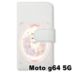 【新品未使用】 moto g64 5G 手帳型スマホ ケース (色：ホワイト×花輪ねこ) 猫 花輪 レース リボン かわいい 韓国 flip2-motog64-wh-591のサムネイル