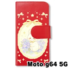 【新品未使用】 moto g64 5G 手帳型スマホ ケース (色：レッド×花輪うさぎ) うさぎ 兎 花輪 レース リボン かわいい 韓国 flip2-motog64-rd-594のサムネイル