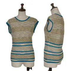 ミッソーニMISSONI レーヨンボーダー織りノースリーブトップス ベージュマルチM位のサムネイル