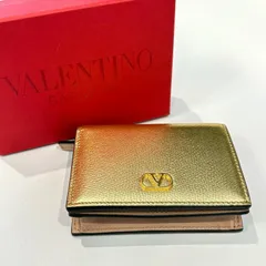 ヴァレンティノ VALENTINO Vロゴ シグネチャー コンパクトウォレット グレインドカーフ ゴールド 二つ折り財布【鑑定済み】正規品のサムネイル