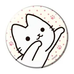 [중고] 배지 빈즈 흰 고양이 [굉장히! 고양이 흔들림 없음 캔 배지 01. 공식 일러스트]