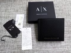 미사용품 · A | X 아르마니 익스체인지 온라인 한정 AX 로고 이중 접는 지갑 (코인 케이스 포함) 블랙 / 블랙