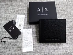 未使用品・A|X アルマーニ エクスチェンジ　オンライン限定　AXロゴ 二つ折り財布（コインケース付き）ブラック/黒のサムネイル