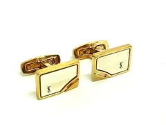 ■美品■ YVESSAINTLAURENT イヴサンローラン カフリンクス カフスボタン アクセサリー メンズ ゴールド系×シルバー系 DP0707のサムネイル