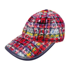 ☆グッチ 帽子 ツイード ベースボールキャップ 729136 Mサイズ ダブルG ロゴ マルチカラー レッド パープル GUCCIのサムネイル