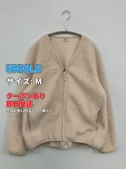 UNIQLO ユニクロ ブルゾン M ベージュ ボア 無地 ブランドロゴ ミドル丈 フードなし ジップアップ レディースのサムネイル