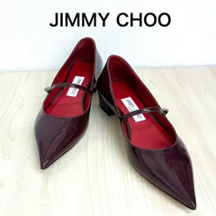 【ジミーチュウ JIMMY CHOO】美品！2024CAROLYN FRAT ポインテッドトゥパンプス パテントメリージェーン7302 HJP242 38 ワインレッド×レッド ⭐︎のサムネイル