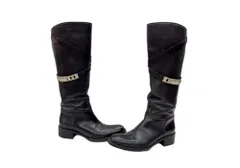 サルトル SARTORE バックルデザイン ジョッキーブーツ BUCKLE JOCKEY BOOTS ロングブーツ レザー 金具 イタリア製 BLACK 黒 レディース靴 ブーツ ジョッキー ブラック 35 1/2 104S-1344のサムネイル