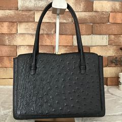 オーストリッチ ハンドバッグ トートバッグ レザー ブラック 黒 【A282