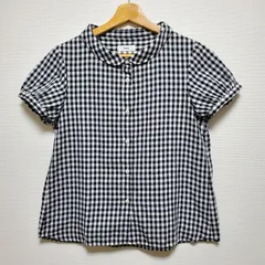 Parkes パークス ギンガムチェック 丸襟 半袖 シャツ ブラウス Mのサムネイル