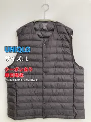 UNIQLO ユニクロ ダウンベスト L ブラック 無地 フードなし メンズのサムネイル