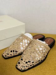 CLERGERIE クレジュリーフラット ラフィア ミュール サンダル
