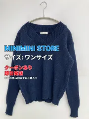 MINIMINI STORE ニット/セーター ワンサイズ ネイビー ニット 無地 ミドル丈 Vネック 長袖 レディースのサムネイル