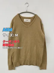AKM ニット/セーター M ベージュ ニット 無地 ミドル丈 長袖 Vネック メンズのサムネイル