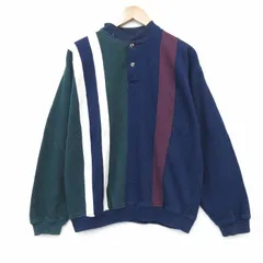 L/古着 タウンクラフト 長袖 スウェット メンズ 90年代 90s マルチカラー クルーネック ネイビー 26jun09のサムネイル