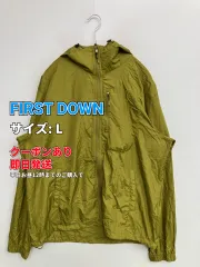 FIRST DOWN ファーストダウン ナイロンジャケット L ライトグリーン 無地 フードあり メンズのサムネイル