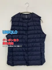 UNIQLO ユニクロ ダウンベスト ネイビー ナイロン 無地 フードなし レディースのサムネイル