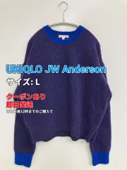 UNIQLO JW Anderson ユニクロジェイダブリューアンダーソン ニット/セーター L パープル ウール・ニット ニット ナイロン その他総柄 ライン柄 ショート丈 長袖 クルーネック(丸首) メンズ レディースのサムネイル