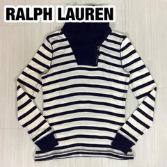 【良好】 LAUREN RALPH LAUREN ローレン ラルフローレン スタンドカラー ハーフジップ 長袖カットソー ボーダー柄 ロングスリーブシャツ 着丈54cm 肩幅34cm 身幅(脇下)39cm 袖丈58cm【古着】のサムネイル