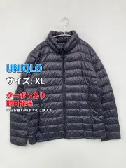 UNIQLO ユニクロ ダウンジャケット/コート XL ネイビー ナイロン ドット柄 ミドル丈 フードなし ジップアップ レディースのサムネイル