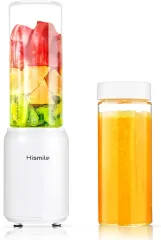 Hismile コンパクトミキサー スムージーミキサー 氷も砕ける ハイパワー ガラス製容器 チタンコートカッター レシピプレゼント 日本品質保証とサービ ホワイトのサムネイル