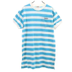 ESPRIT エスプリ 90s オールド ボーダー柄 半袖 ワンピース 13-14 ホワイト キッズ 古着のサムネイル